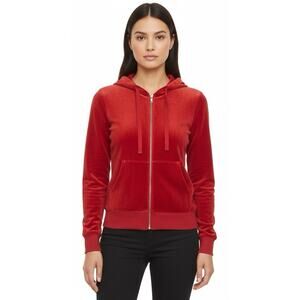 Athleta Velvet Triumph Hoodie Womens Medium Red Full Zip Thumbholes Sz XS